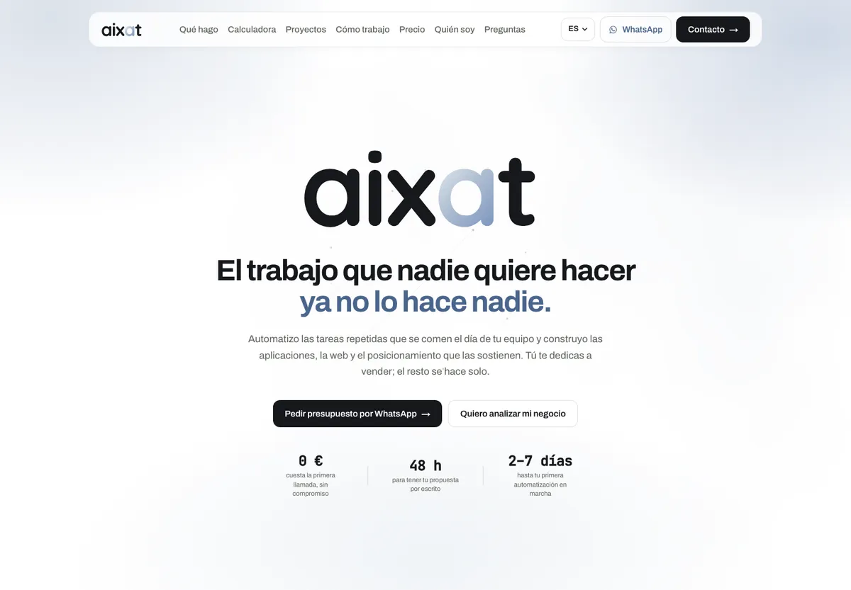 Web desarrollada por Eric: Aixat · Tecnología para negocios