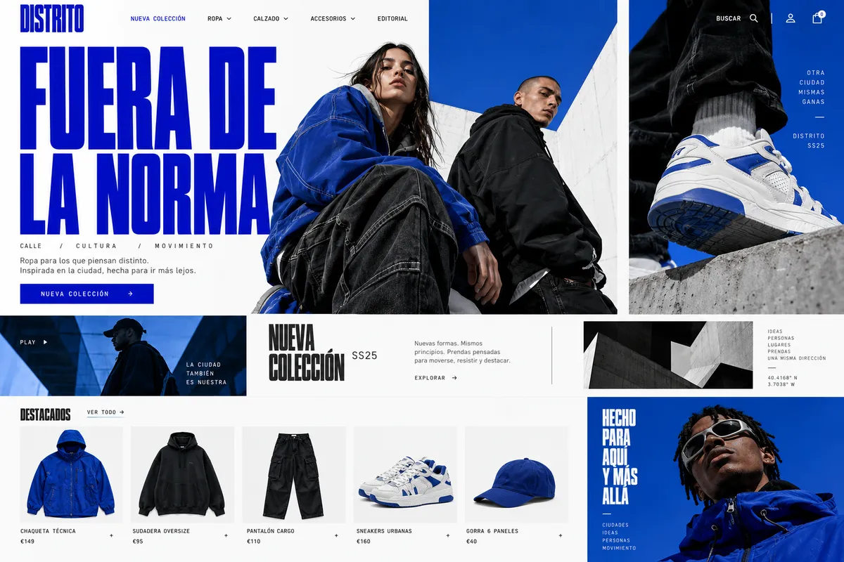 Ejemplo de Distrito: Streetwear · Catálogo con carácter